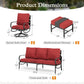 Alpha Joy 5 Piece Outdoor Patio Furniture Set Metal Conversation Set with Swivel Sofa Chairs & Ottomans, Red