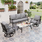 Sophia&William 5 Seat Patio Furniture Set Outdoor Conversation Set Metal Sofa with Marble Table & Swivel Chairs, Gray