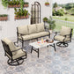 Sophia&William 5 Seat Patio Furniture Set Outdoor Conversation Set Metal Sofa with Marble Table & Swivel Chairs, Beige