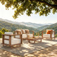 Alpha Joy 5 Pieces HDPE Patio Furniture Set with Wide Wicker Iron Seat & Thick Cushions, Brown & Beige