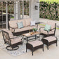 Sophia & William 6 Piece Steel Patio Furniture Set 7-Seat Outdoor Conversation Set with Swivel Chairs