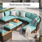Sophia & William 8 Piece Outdoor Wicker Patio Conversation Sofa Set Outdoor Sectionals, Turquoise