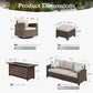 Sophia & William 9 Pieces Patio Furniture Set with Swivel Chairs and 56¡± Fire Pit Table, Beige