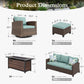 Sophia & William 8 Pieces Patio Furniture Set with 4 Swivel Chairs and 56¡± Fire Pit Table, Blue