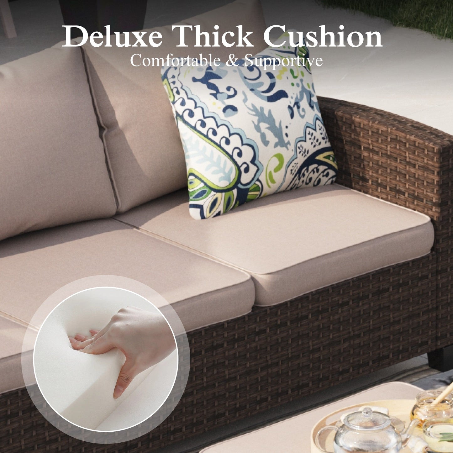 Sophia & William 8 Pieces Wicker Patio Furniture Set 9-Seat Outdoor Conversation Set, Beige