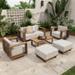 Sophia & William 7 Pieces Wicker Patio Furniture Set 6-Seat Outdoor Cushioned Conversation Set with 2Pcs Swivel Chairs, Yellow-Brown & Beige