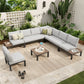 Sophia & William 7 Pieces Metal Patio Furniture Set Outdoor Sectional Conversation Sofa Set with Coffee Table, Light Grey Cushion