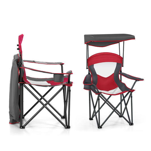 Sophia & William 2 Pack Folding Beach Chairs lightweight Outdoor Lounge Chair with 4 Adjustable Positions & Cooler Bag, Red