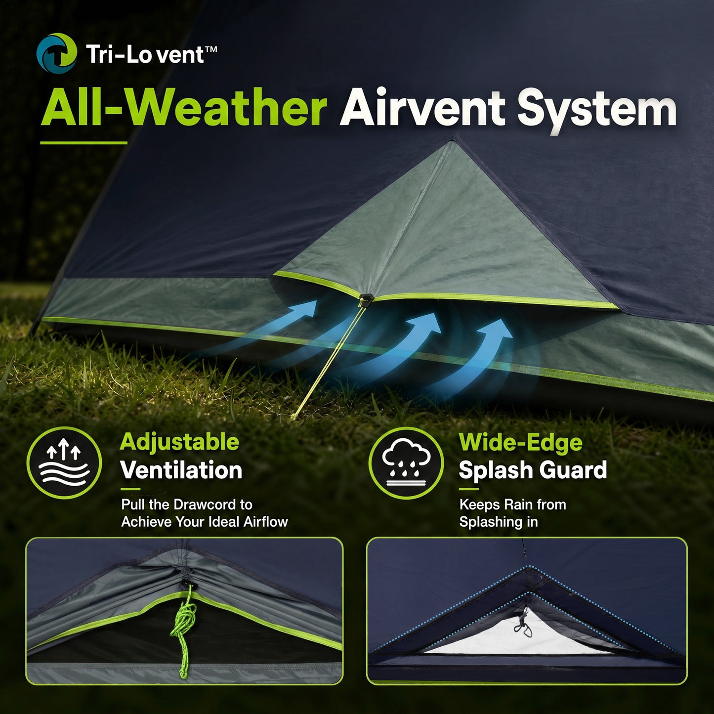 Sophia & William 10 Person Camping Tent 14x10FT All-Weather Large Family Cabin Tent with 2-Room Partition, Blue