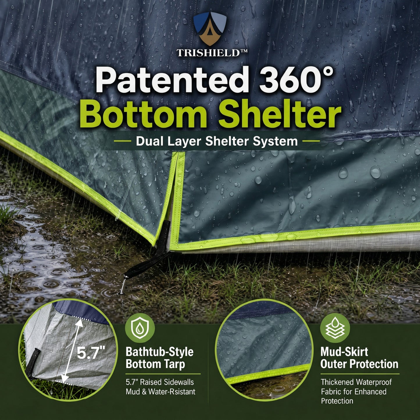 Sophia & William 12 Person Camping Tent 16x11FT All-Weather Large Family Cabin Tent with 3 Rooms and 6 Mesh Windows, Blue