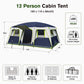 Sophia & William 12 Person Camping Tent 16x11FT All-Weather Large Family Cabin Tent with 3 Rooms and 6 Mesh Windows, Blue