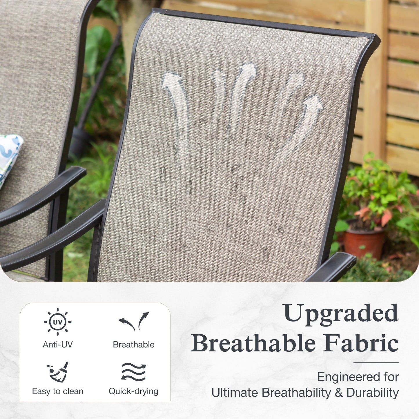 Sophia & William 8-Piece Outdoor Patio Dining Set with 13ft Gray Umbrella, Rectangle Table & Textilene Chairs Furniture Set for 6