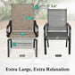 Sophia & William 7Pcs Outdoor Patio Dining Set with 13Ft Beige Umbrella 4 x 22.6inch Highback Textilene Chairs and 2 x Swivel Chairs and Metal Table Furniture Set for 6