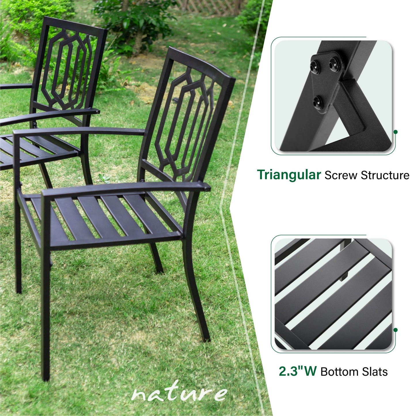 Sophia & William 7 Piece Metal Outdoor Patio Dining Sets Furniture Set with Rectangular Table and 6 Stackable Chairs