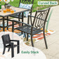 Sophia & William 7 Piece Metal Outdoor Patio Dining Sets Furniture Set with Rectangular Table and 6 Stackable Chairs