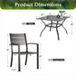 Sophia&William 5Pcs Patio Dining Set Outdoor Metal Stackable Chairs and Square Mesh-table top Table for 4