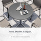 Sophia & William 30" Round Metal Outdoor Bistro Table Dining Table with Smooth Black Tabletop Stainless Steel X-Shaped Pedestal