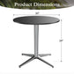Sophia & William 30" Round Metal Outdoor Bistro Table Dining Table with Smooth Black Tabletop Stainless Steel X-Shaped Pedestal