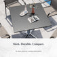 Sophia & William 31" Square Metal Outdoor Bistro Table Dining Table with Smooth Black Tabletop Stainless Steel X-Shaped Pedestal