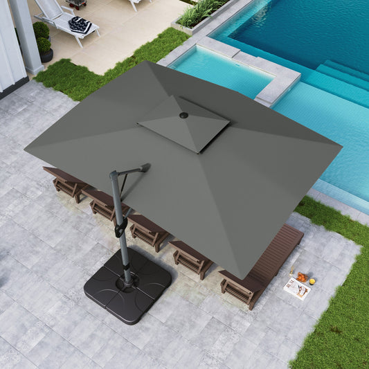 Alpha Joy 12x9ft Outdoor Patio Umbrella Large Rectangle Offset Cantilever Double Umbrella with 360¡ãRotation, Charcoal Gray