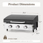 Alpha Joy 3-Burners Outdoor Gas Griddle Portable Flat Top Table Grill
