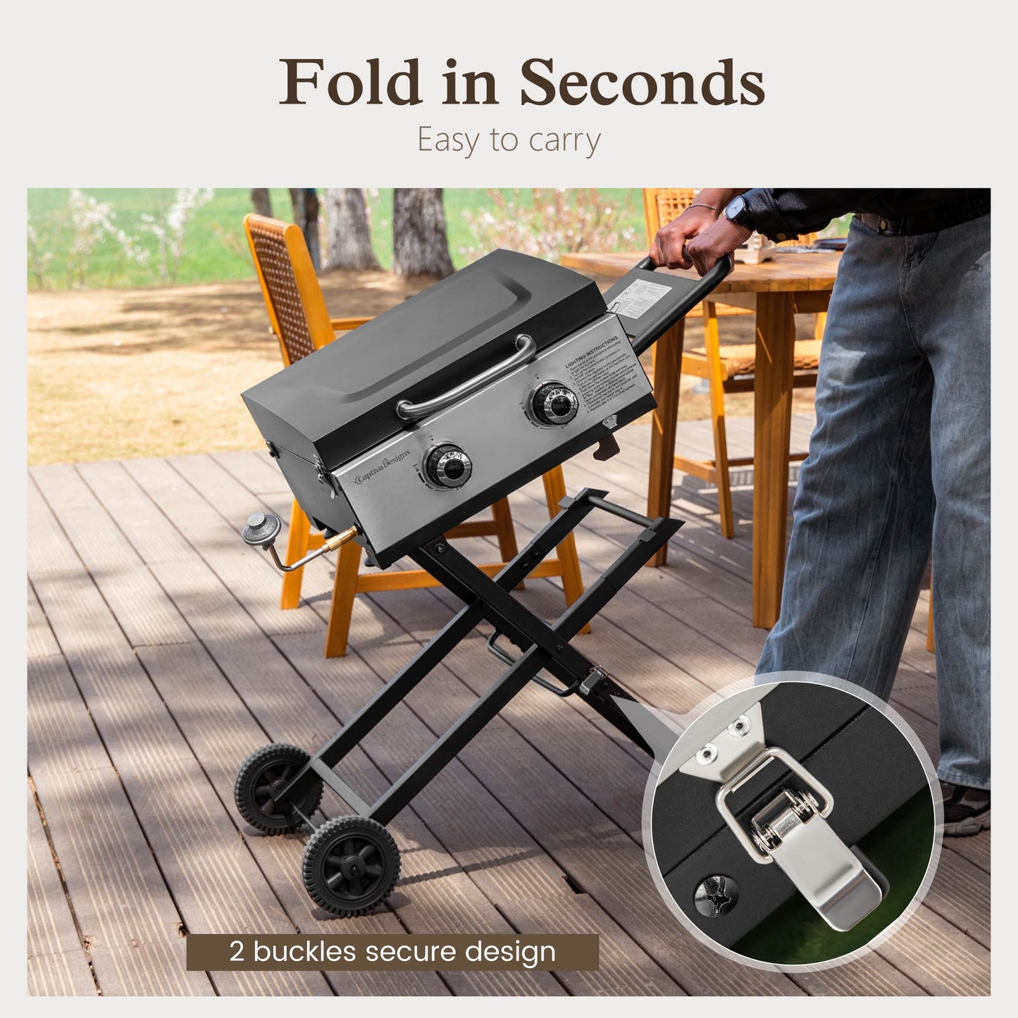 Alpha Joy Potable Outdoor Propane Gas Griddle with Wheels‌ 2-Burner Camping Flat Top Grill On The Go