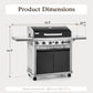 Alpha Joy 6-Burner Propane Gas Grill with Side Burner BBQ Grill Griddle Combo