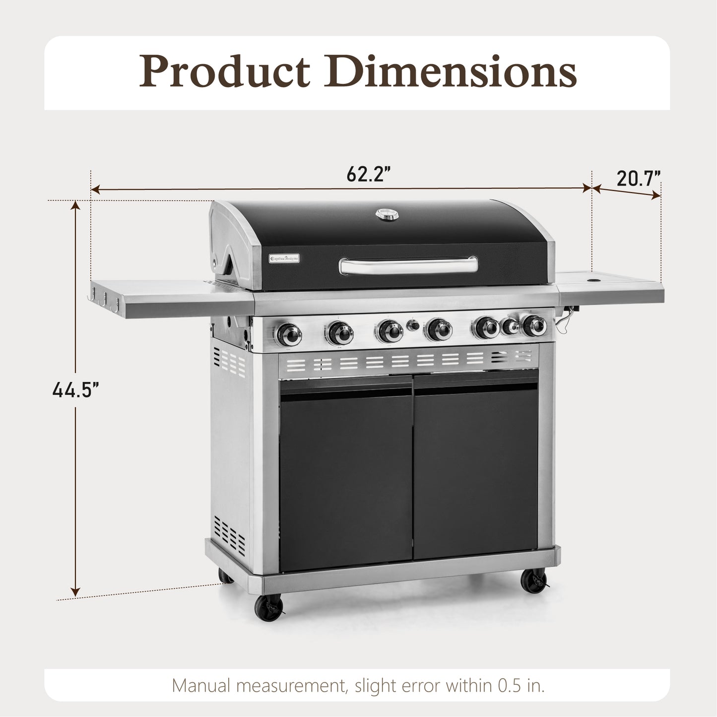 Alpha Joy 6-Burner Propane Gas Grill with Side Burner BBQ Grill Griddle Combo