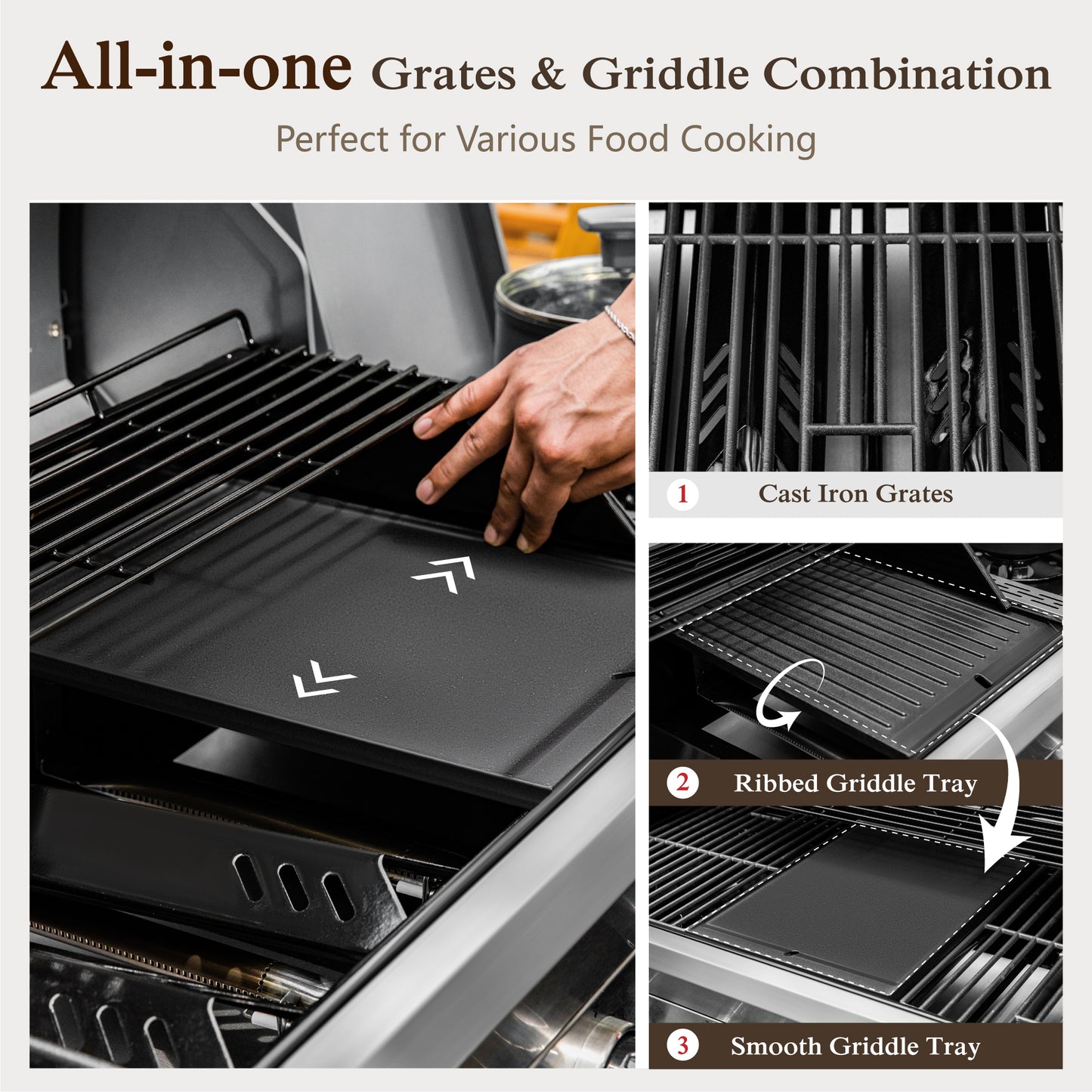 Alpha Joy 6-Burner Propane Gas Grill with Side Burner BBQ Grill Griddle Combo