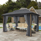 Alpha Joy 10'x13' Outdoor Gazebo Ventilated Double Roof Metal Gazebo with Mosquito Netting and Privacy Curtains for Patio, Backyard, Deck and Lawn, Grey
