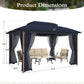 Alpha Joy 10'x13' Outdoor Gazebo Ventilated Double Roof Metal Gazebo with Mosquito Netting and Privacy Curtains for Patio, Backyard, Deck and Lawn, Navy