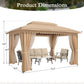 Alpha Joy 10'x13' Outdoor Gazebo Ventilated Double Roof Metal Gazebo with Mosquito Netting and Privacy Curtains for Patio, Backyard, Deck and Lawn, Beige