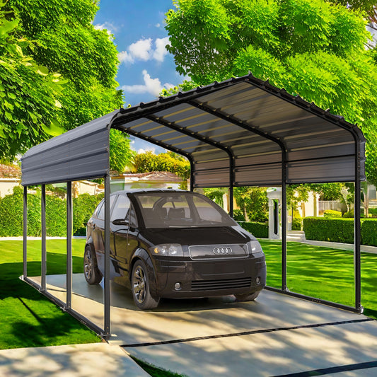 Alpha Joy 10' x 15' Heavy Duty Carport with Galvanized Steel Roof Multi-Purpose Storage Shelter