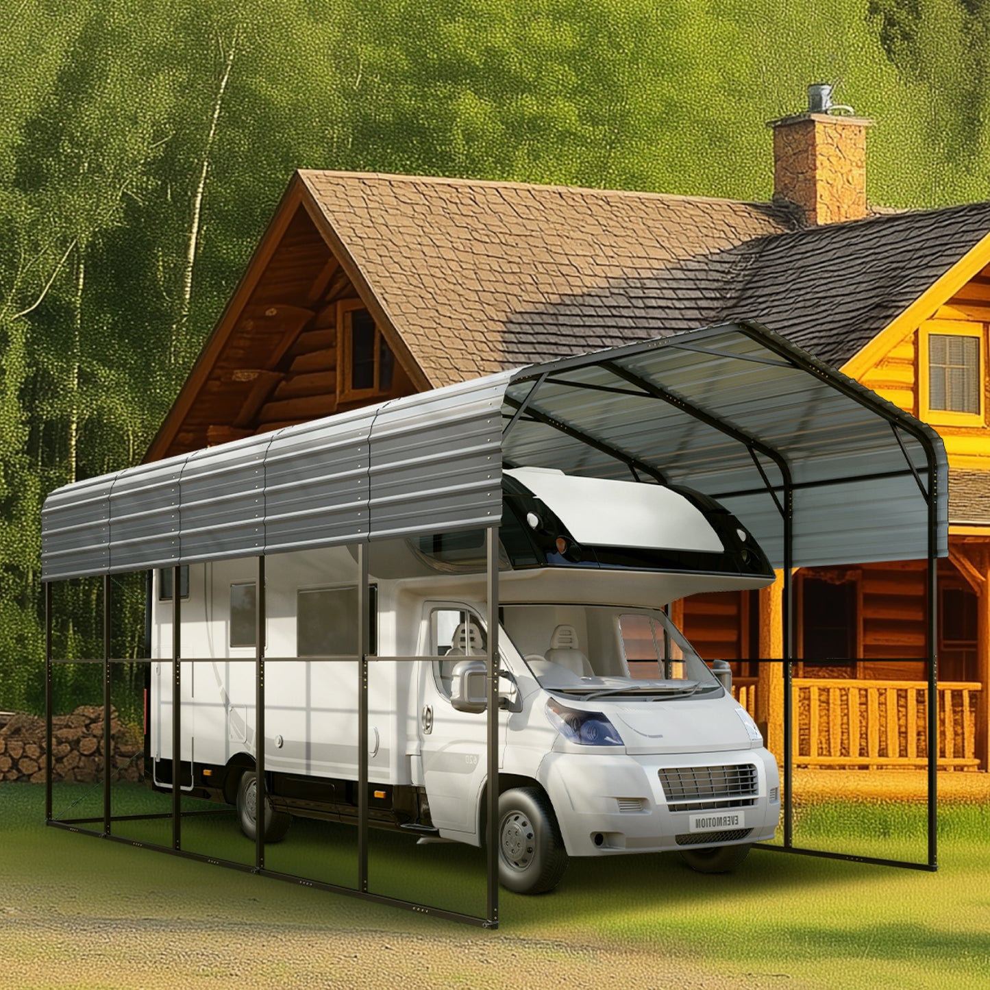Alpha Joy 14' x 25' Metal Carport Heavy Duty Hardtop Carport Kits Galvanized Steel Roof Multi-Purpose Moto Home Shelter
