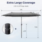 Sophia & William 8-Piece Outdoor Patio Dining Set with 13ft Gray Umbrella, Rectangle Table & Gray Textilene Chairs Furniture Set for 6