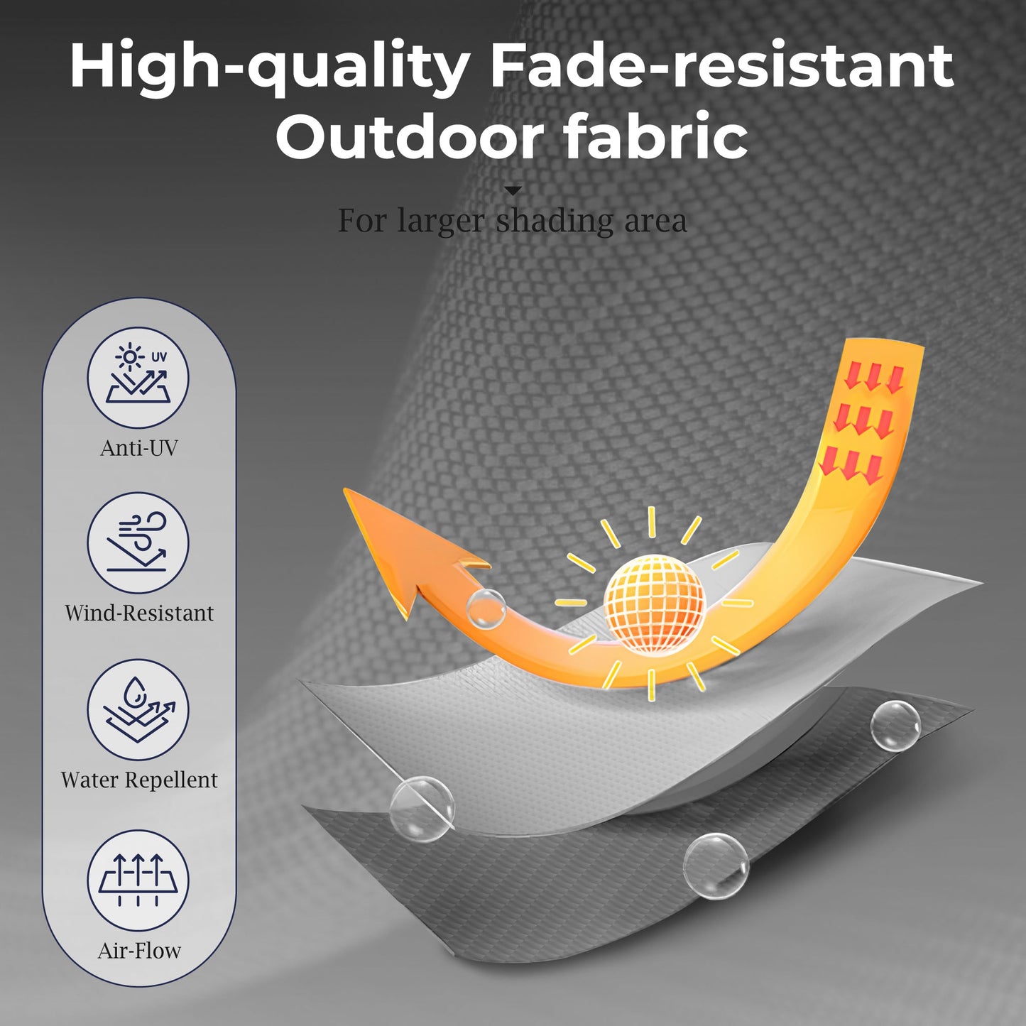 Sophia & William 8-Piece Outdoor Patio Dining Set with 13ft Gray Umbrella, Rectangle Table & Textilene Chairs Furniture Set for 6