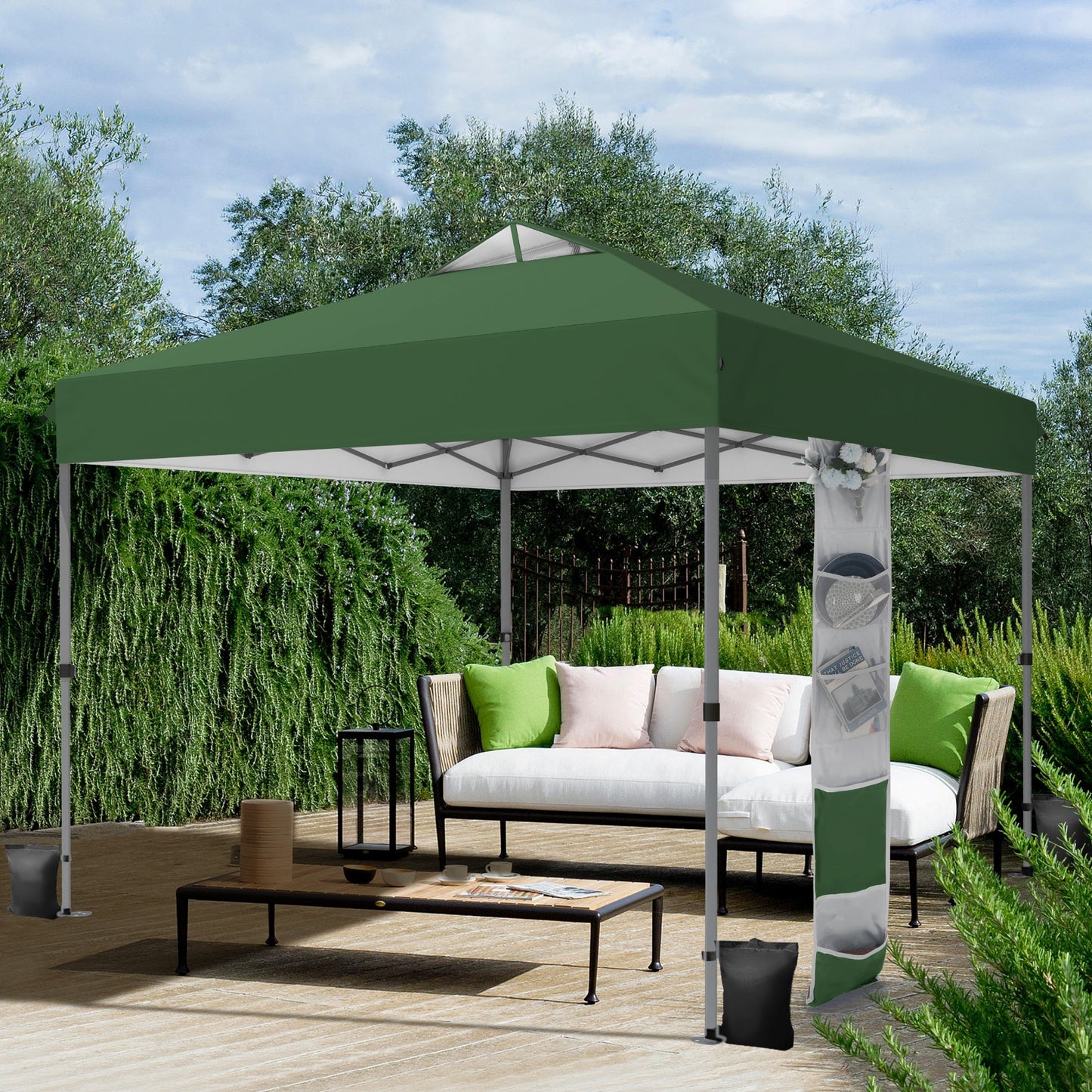 Alpha Joy 10x10ft Pop-up Canopy Instant Outdoor Canopy Tent Portable Straight Leg Shelter with Roller Bag for Outside, Green