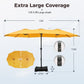 Alpha Joy 15ft Outdoor Patio Umbrella Extra-Large Double-Sided Garden Umbrella with Crank Handle and Base - Gold Yellow