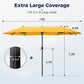 Alpha Joy 13x6.5ft Double-Sided Extra Large Outdoor Patio Market Rectangle Umbrella with Crank Handle, Gold Yellow