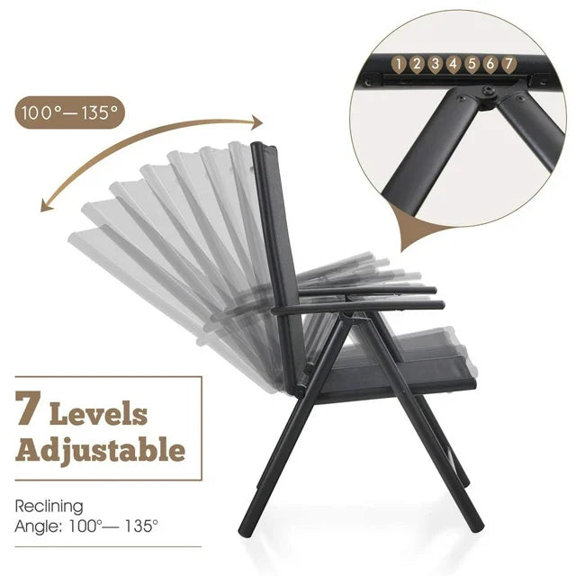 Sophia & William 9-Piece Outdoor Patio Dining Set Metal Table and Aluminum Alloy Textilene Chairs Set for 8, Black