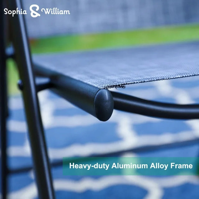 Sophia & William 9-Piece Outdoor Patio Dining Set Metal Table and Aluminum Alloy Textilene Chairs Set for 8, Black & Gray