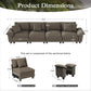 Sophia&William 157.5"L Modular Sectional Sofa Sets, 4-Seat Modern Chenille Cloud Couch Deep Seat with Corduroy Frame & 4 Pillows for Living Room, Apartment, Ash Gray