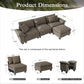 Sophia&William 123.6"L Convertible Sectional Sofa Couch, Modern Chenille Couch 3-Seat Modular Sectional Sofa with 3 Pillows for Living Room,Ash Gray