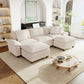 Sophia&William U-Shaped Modular Sectional Sofa Sets for Living Room, Modern 5-Seat Chenille Cloud Couch Oversized Sectional with 3 Throw Pillows & 2 Ottomans, White