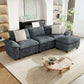 Sophia&William 123.6"L Modular Sectional Sofa Sets, Modern Chenille Couch 4-Seat Deep Sofa Modular 3 Pillows & Ottomans for Living Room,Blue