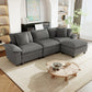 Sophia&William 123.6"L Modular Sectional Sofa Sets, Modern Corduroy Couch 4-Seat Modular Oversized Cloud Sofa with Throw Pillows for Living Room,Gray