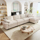 Sophia&William 157.5"L Modular Sectional Sofa Sets, Modern Chenille Couch 5-Seat Convertible Sofa with 4 Pillows & 2 Ottomans for Living Room,White