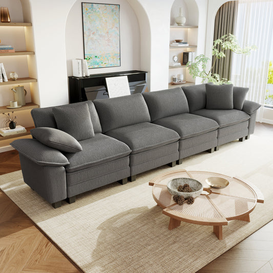Sophia&William Convertible Sectional Sofa Couch, Modern Chenille Couch 4-Seat 24.4"W Cloud Sofa for Living Room,Gray
