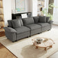 Sophia&William 3-Seat Modular Sectional Sofa Sets, Modern Corduroy Couch Cloud Sofa with Throw Pillows for Living Room,Gray