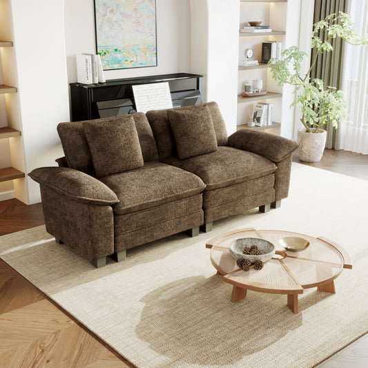 Sophia&William 87.5"L Modular Sectional Sofa Sets, Modern Chenille Cloud Couch Sofa Oversized Loveseat with 2 Pillows for Living Room,Taupe